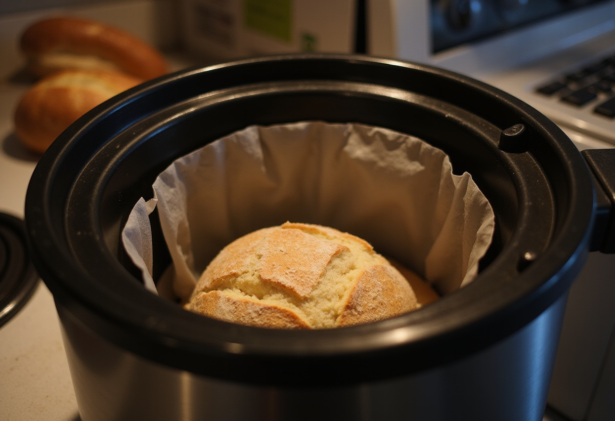 Bread machine kneading dough for an easy weeknight meal.