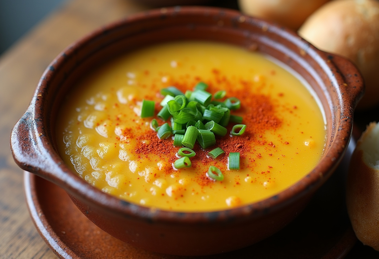 Delicious bowl of Cajun Potato Soup with bacon, cheese, and parsley garnish.