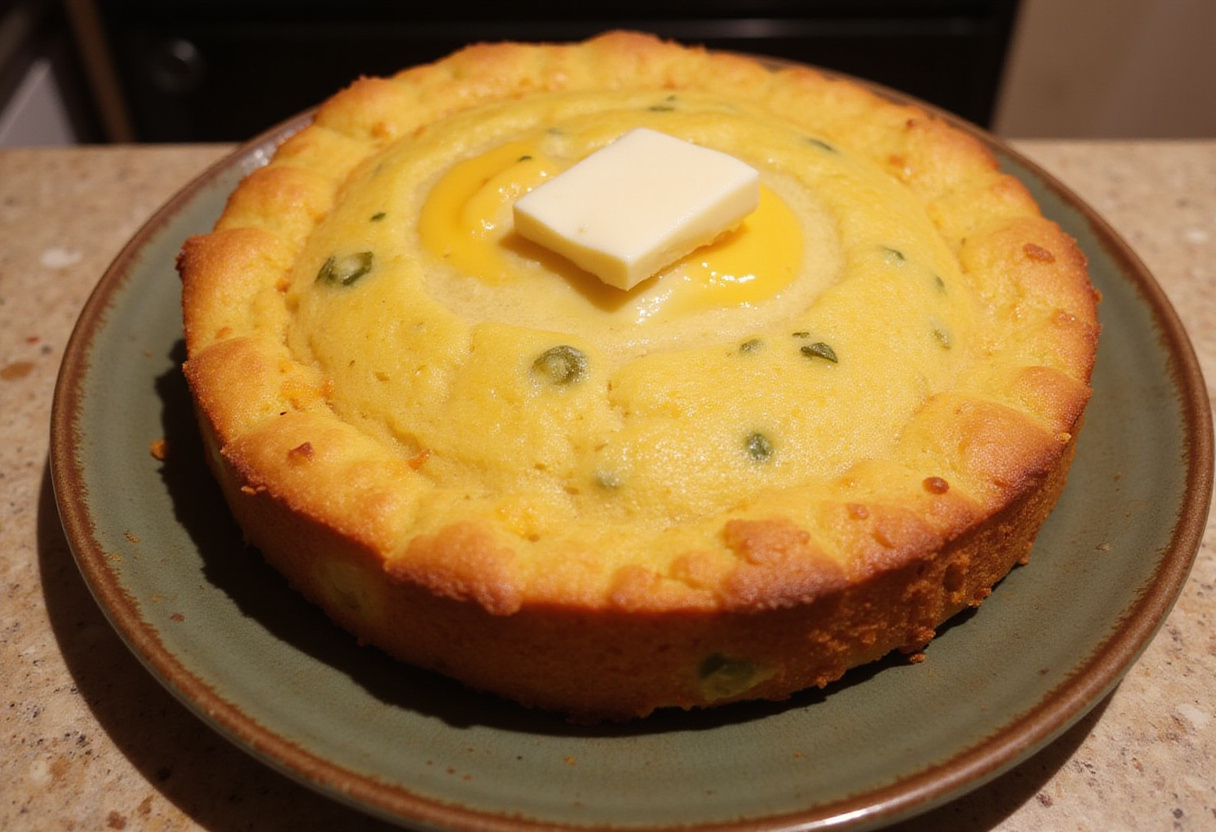 Freshly baked Cheddar Jalapeño Cornbread, a savory treat perfect as a side dish.
