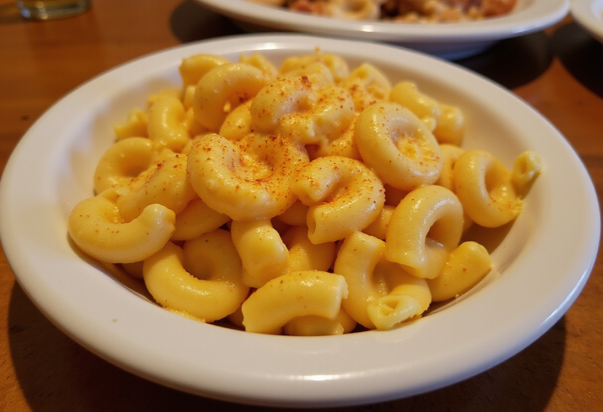 Classic Cracker Barrel Macaroni and Cheese served, showcasing its creamy texture and baked perfection.