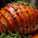 Finished Creamy Glazed Ham with caramelized glaze, ready to serve.