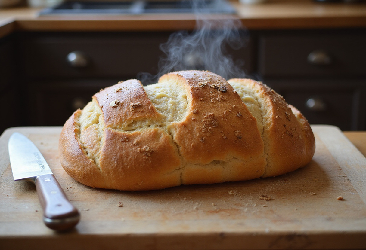 Homemade batard bread, perfect for a beginner's bread recipe.