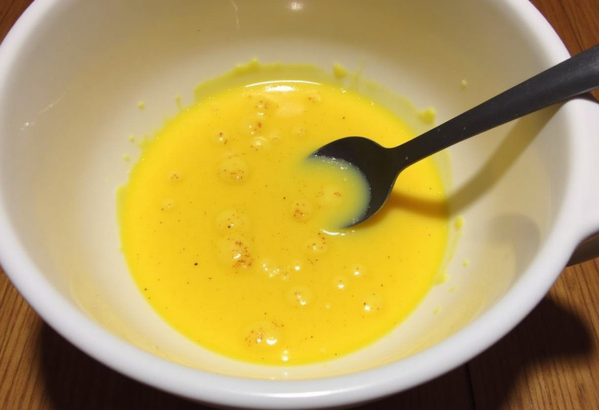 Creamy yolk mixture for Deviled Eggs with a Twist being prepared.