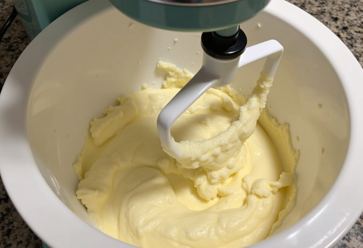 Stand mixer combining ingredients to form dough for Easy Hot Cross Buns.