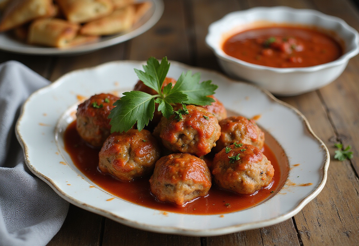 Perfectly baked 4C bread crumbs meatballs with marinara sauce.