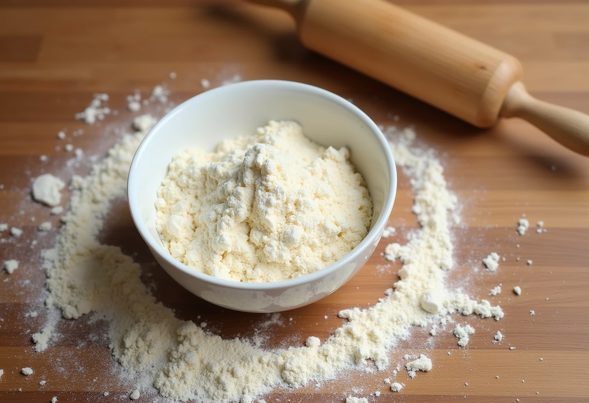 Mixing sourdough discard with flour to make empanada dough