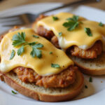 Finished Chicken Bread perfectly plated, ready to serve as a modern appetizer.