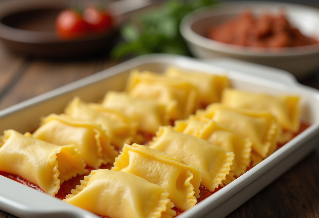 Manicotti pasta shells arranged on a baking dish for making Shotgun Shells.