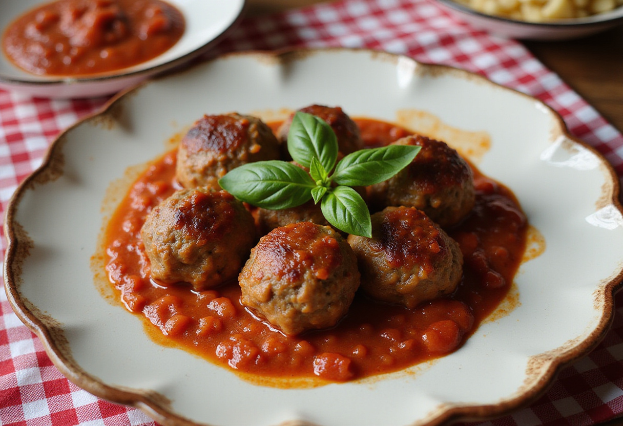 Finished 4C bread crumbs meatballs served with marinara sauce.