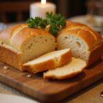 Delicious homemade chicken bread, sliced and ready to serve.