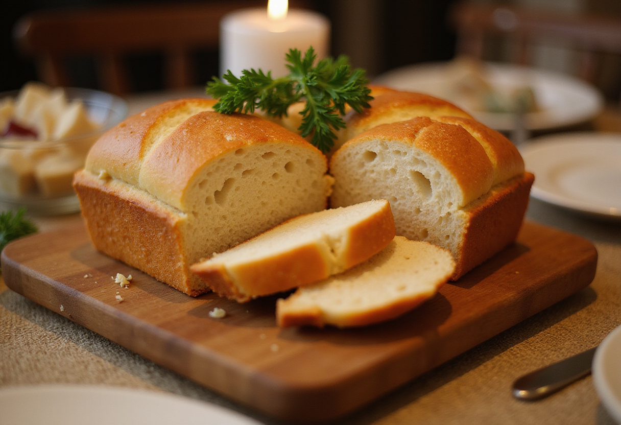 Delicious homemade chicken bread, sliced and ready to serve.