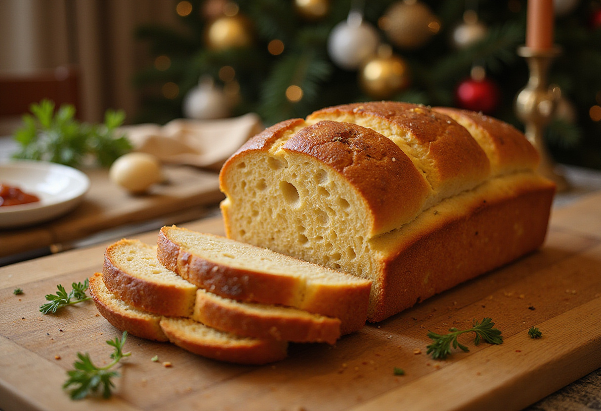 Delicious homemade chicken bread, sliced and ready to serve.