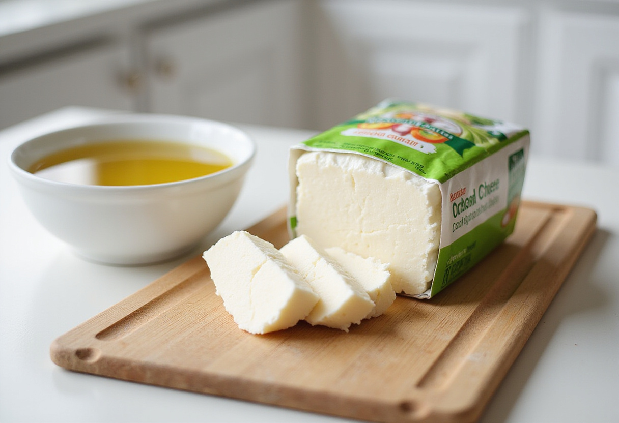 Fresh cottage cheese ingredient for homemade cottage cheese chips recipe.