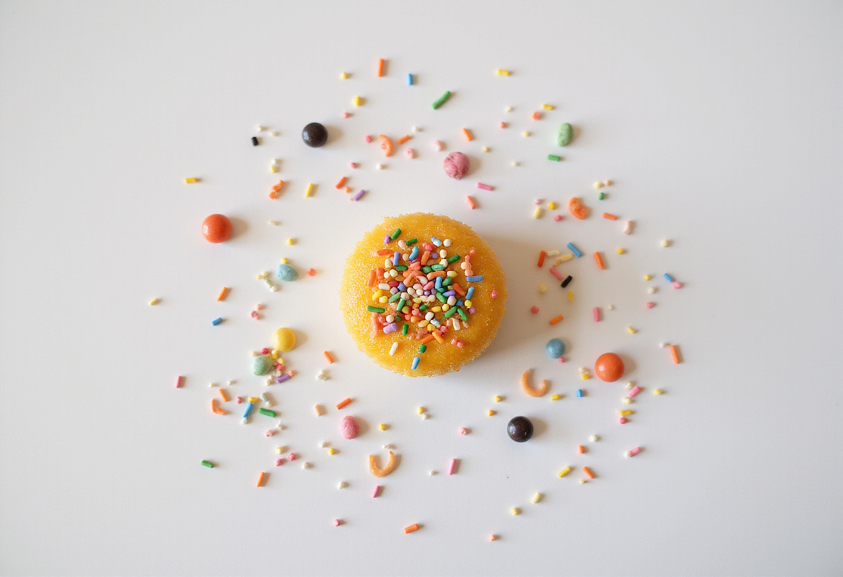 Edible sugar decorations around a mini cake for a bento cake tutorial.