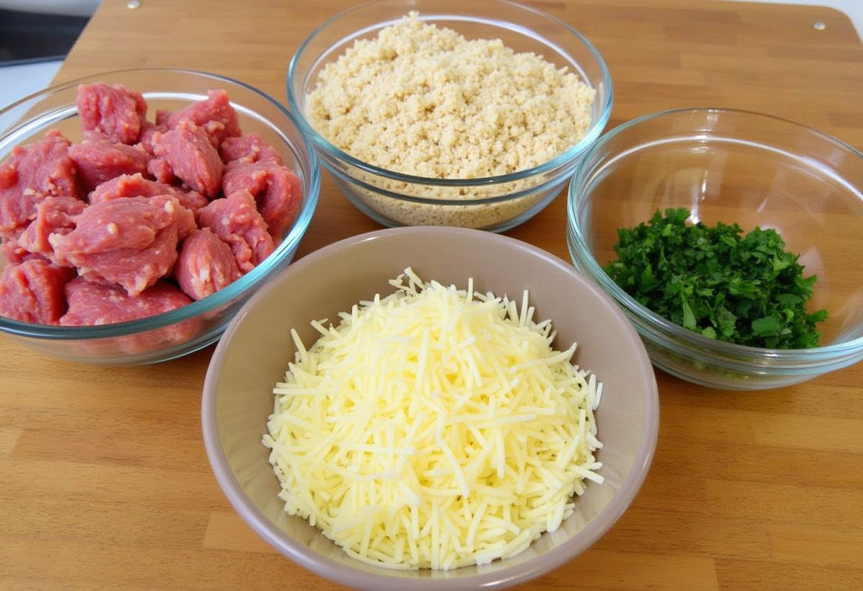 Ingredients prepped for making 4C bread crumb meatballs.