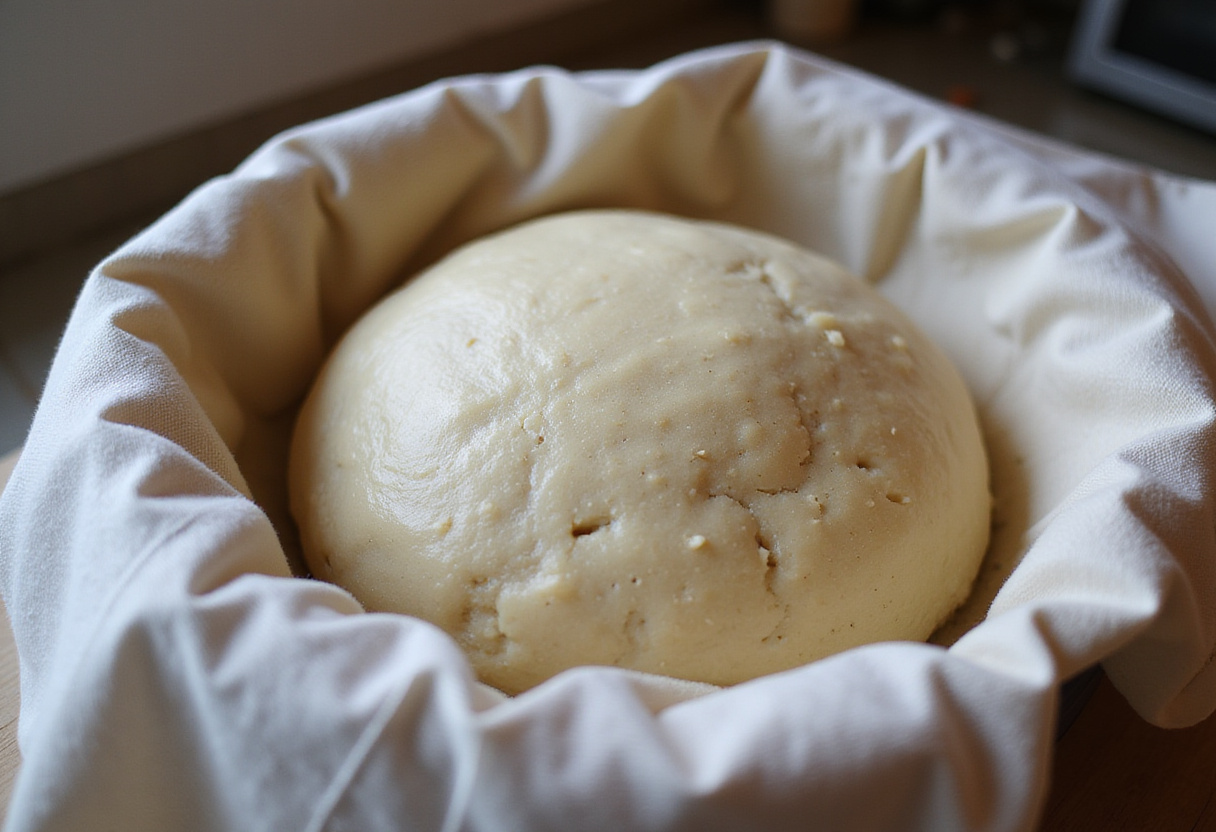 Cabbage bread dough rising before baking.