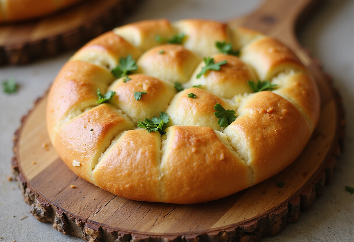 Finished Cunetto's Garlic Cheese Bread with melted cheese and parsley garnish.