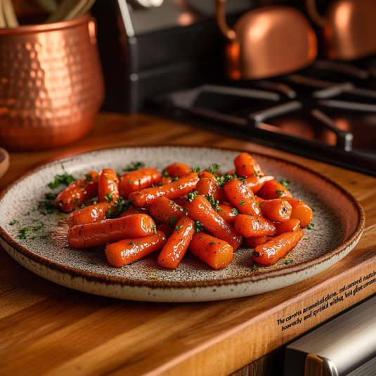 Honey glazed carrots arranged on a baking sheet ready for roasting.