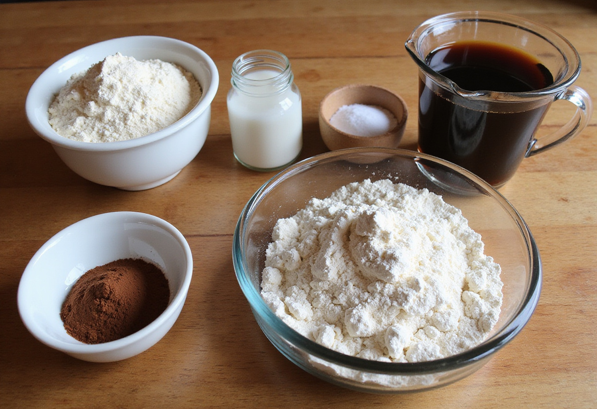 Ingredients for homemade Marble Rye Bread recipe.