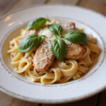 Delicious Marry Me Chicken Pasta garnished with basil and Parmesan cheese.