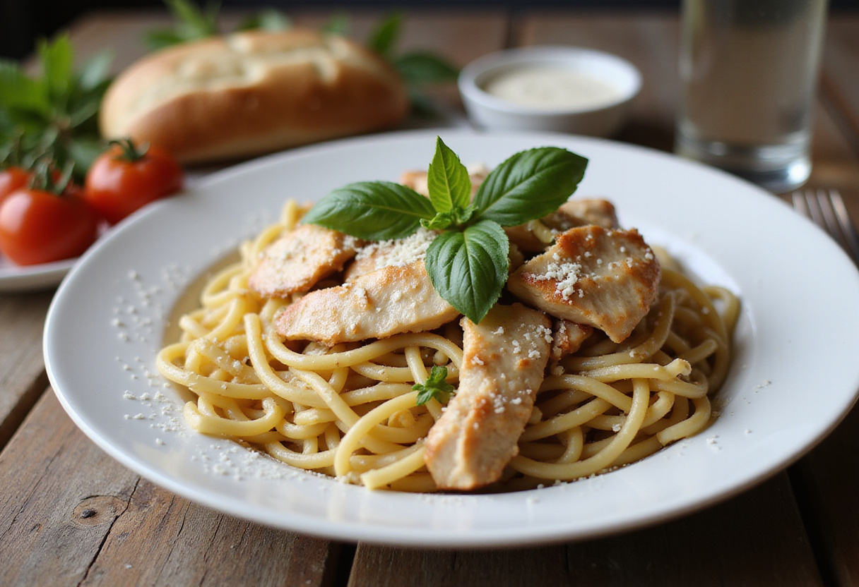 Delicious Marry Me Chicken Pasta garnished with basil and Parmesan cheese.