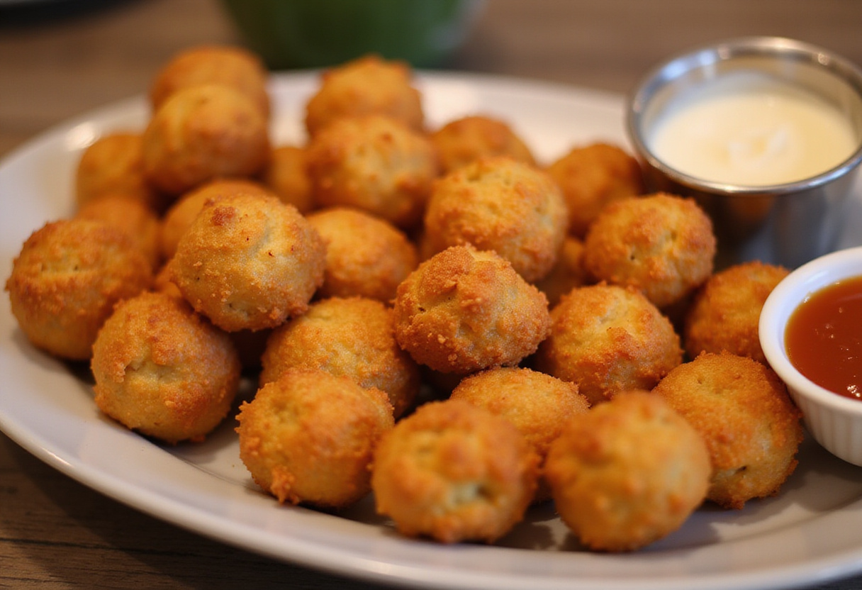 Delicious Rotel Cream Cheese Sausage Balls ready to be served.