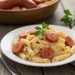 Delicious Cajun Smoked Sausage Alfredo Pasta dish presented in an inviting manner, showcasing creamy texture and savory sausage for food lovers.