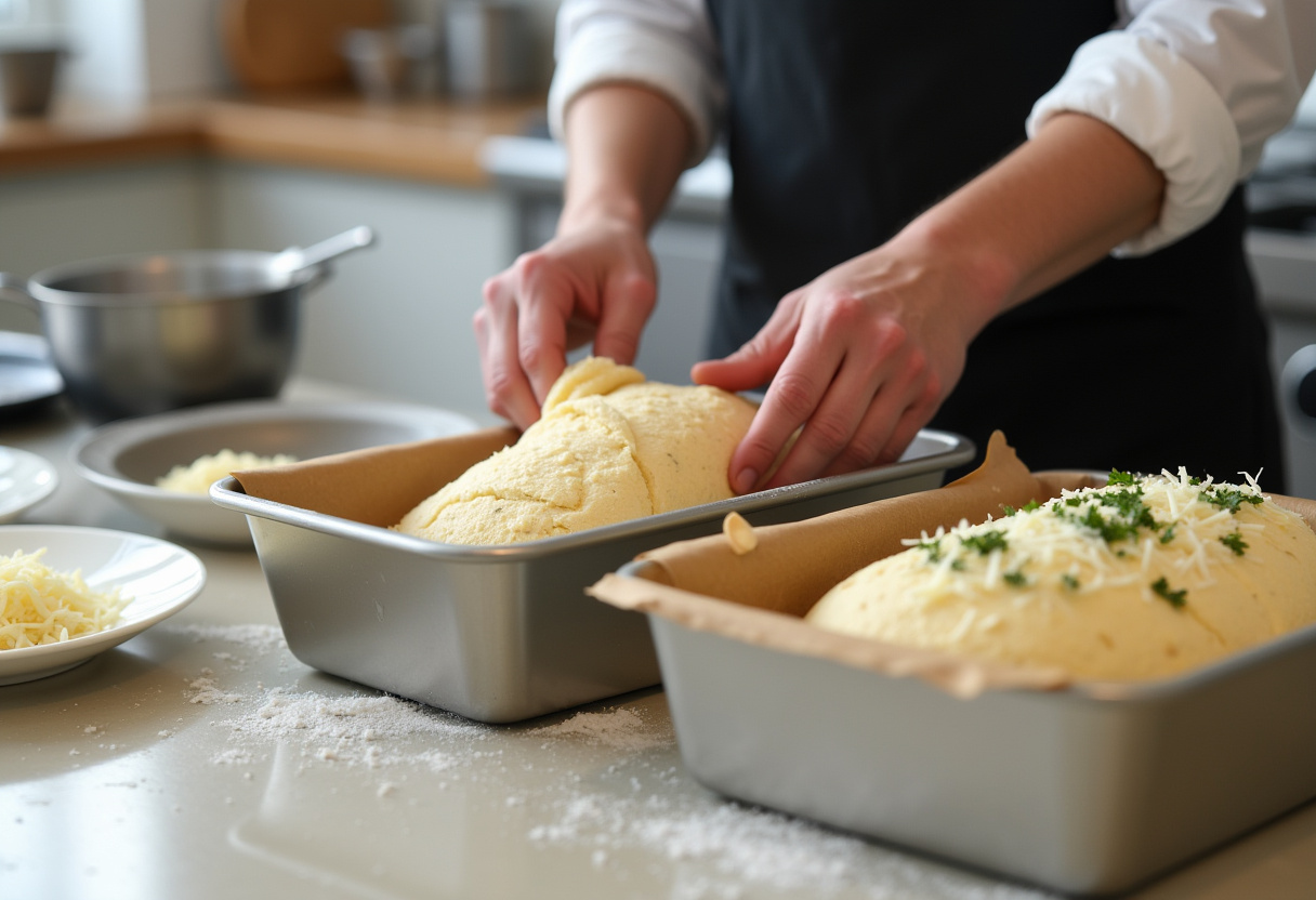 Shaping dough for the Copycat Subway Italian Herb & Cheese Bread, adding cheese and herbs for flavor and texture.