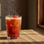 Final presentation of Delicious Cherry Earl Grey Milk Tea with cherry garnish, perfect for hot or iced enjoyment.