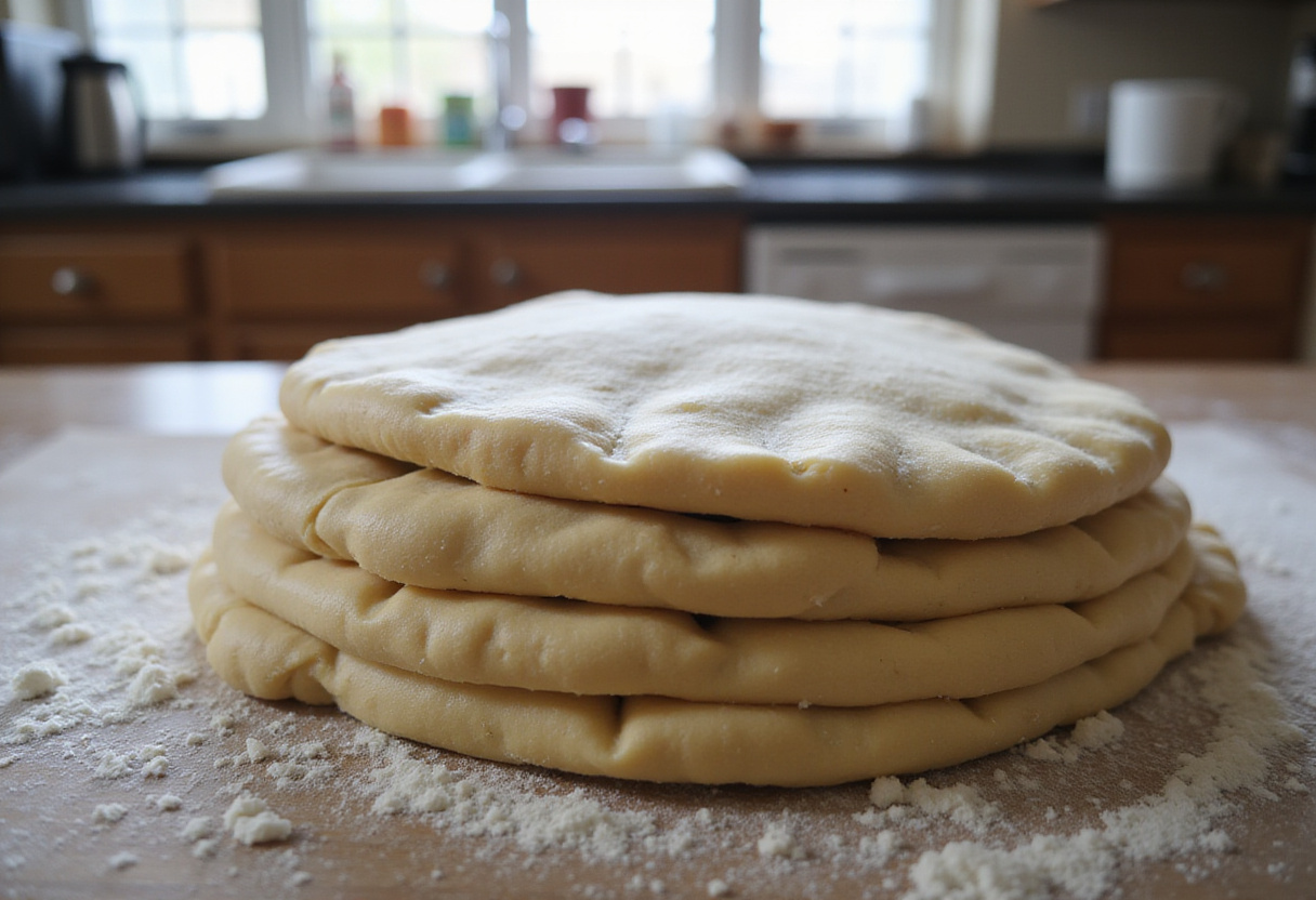 Rolling and folding croissant dough to create flaky layers, essential step in making croissants at home.
