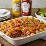 Delicious Loaded BBQ Bacon Tater Tot Casserole served as a perfect comfort dish.