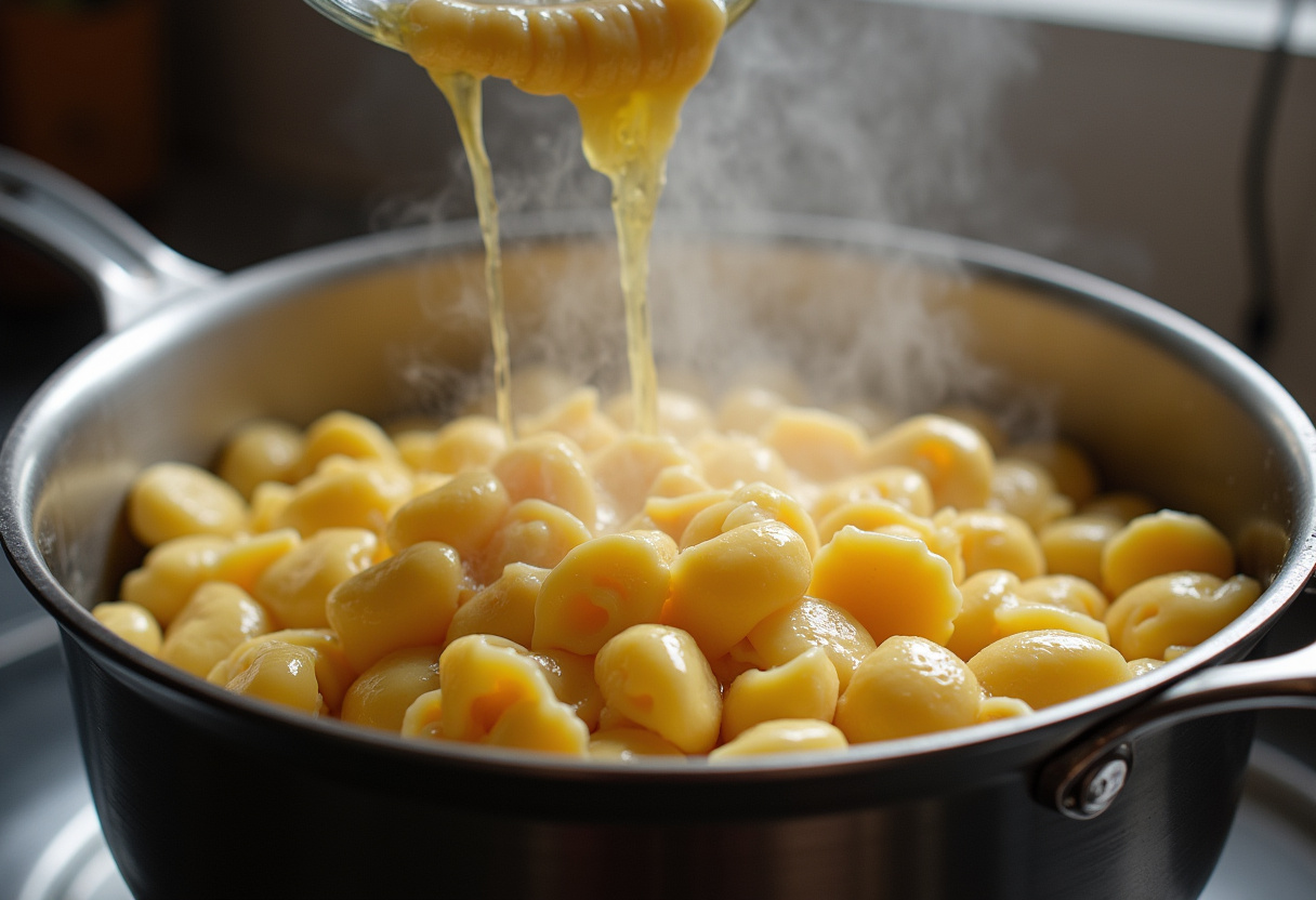 Draining freshly cooked tortellini for Philly Cheesesteak Tortellini Pasta, preparing for the final assembly.