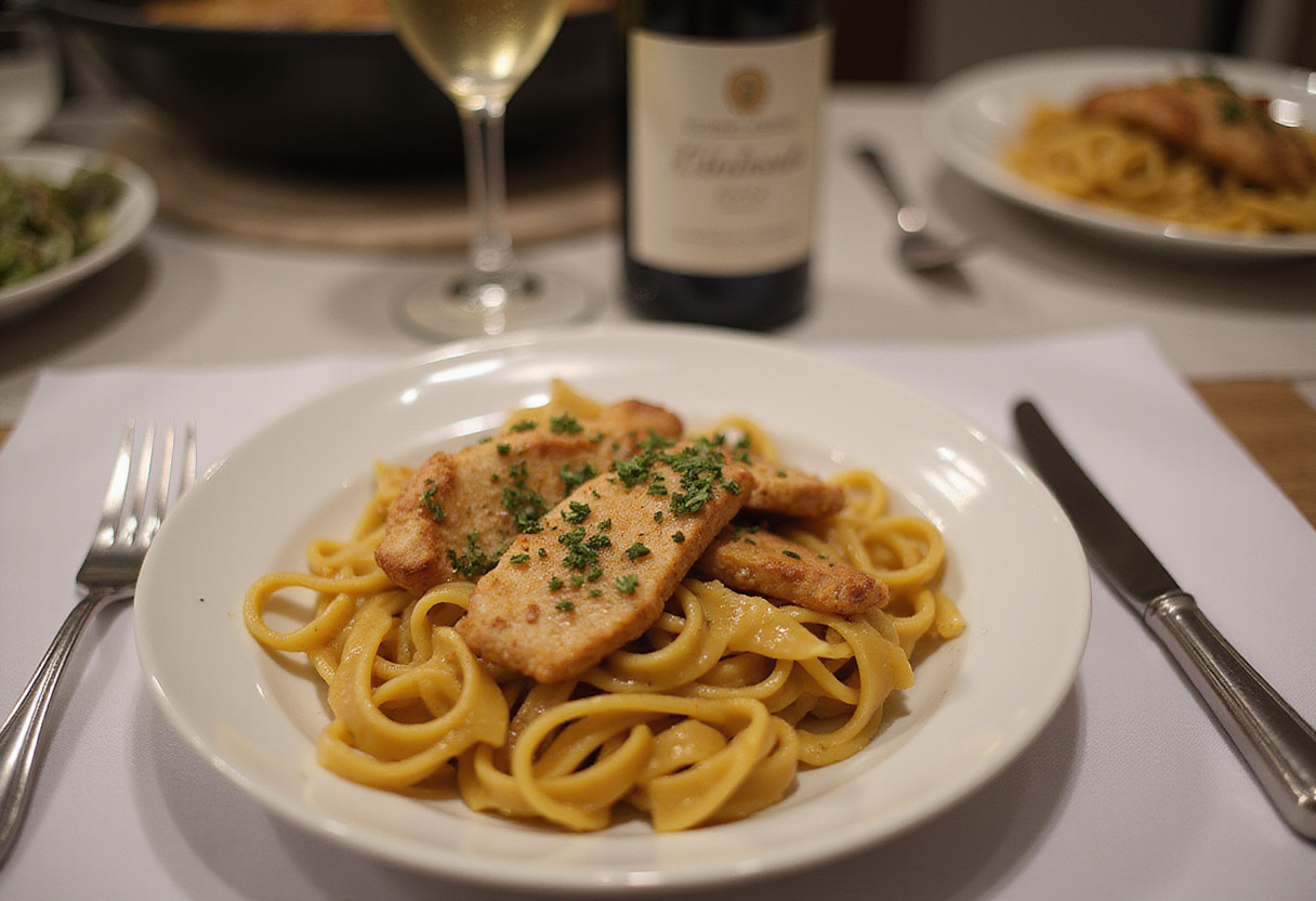 Elegant display of spicy Cajun honey butter chicken and pasta, showcasing a delicious and inviting meal setting.