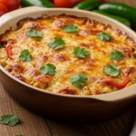 Delicious and colorful fajita chicken casserole ready to enjoy, showcasing layers of flavors.