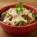 Finished Philly Cheesesteak Bowls - quick and low-carb dinner ready to serve.