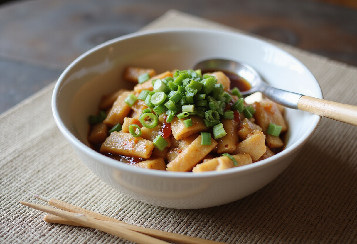 Delicious egg roll filling served in a bowl, garnished with green onions and soy sauce, a key part of the BEST Egg Roll in a Bowl Recipe.